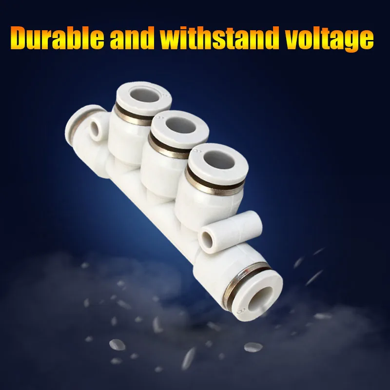 PK Pneumatic Gas Pipe Connection Five Way Joint Outer Diameter 4/6/8/10/12mm Plastic White PK Pneumatic Quick Connector