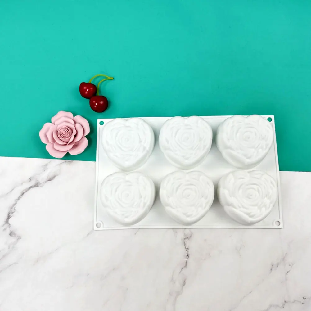 

Baking Reusable Rose Shape Non-Stick Candy Fondant Mold Easy Clean Kids Parent Activity Multi-Use Cake For Baking Supplies Heart