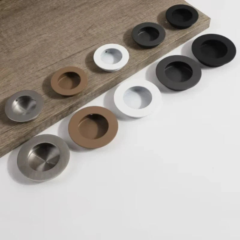 New 304 Stainless Steel Round Embedded Invisible Handle Black Cabinet Drawer Furniture Door Handle
