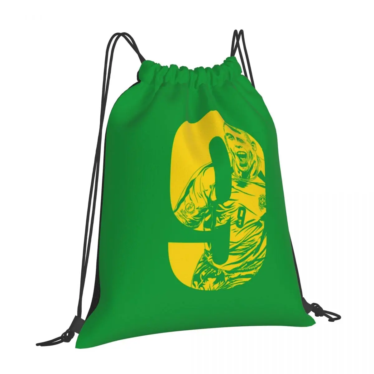 Custom Brazil Football R-Ronaldo No.9 ,Travel Fitness Sports Large Capacity Drawstring Pocket Backpack