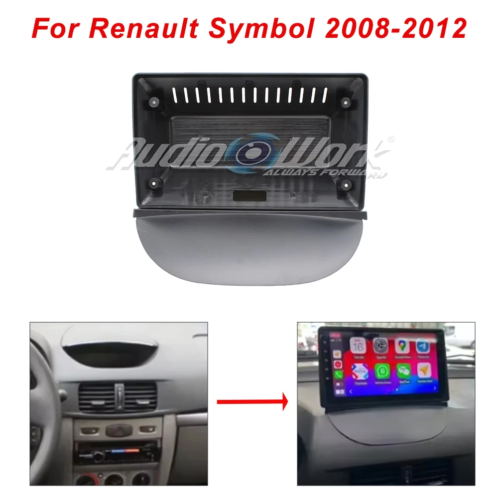 2 Din 9 Inch Car Radio Fascias for Renault Symbol 2008-2012  Dashboard Frame Installation DVD Gps Mp5 Multimedia Android Player
