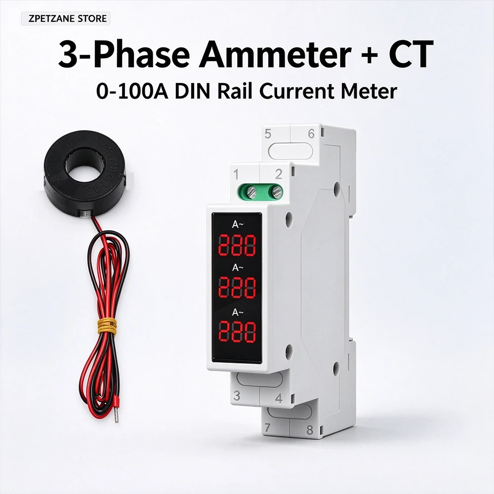 DIN Rail Mount Digital Multi-function Meter Voltmeter Amperemeter, Voltage Current Frequency Tester For Industrial Control