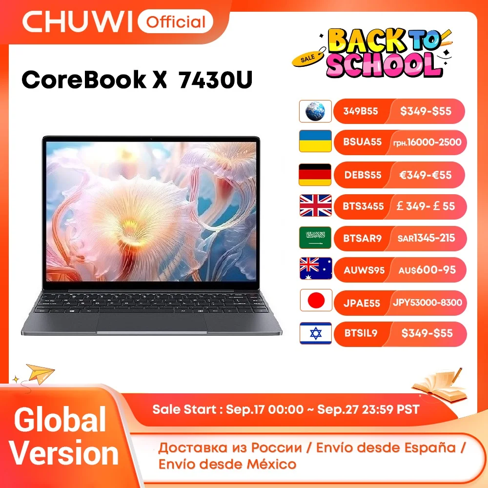 CHUWI Corebook X Laptop R5-7430U / i5-12450H 14 inch FHD Screen 16GB RAM 512GB SSD WIFI 6 Windows 11 Gaming NoteBook Computer PC