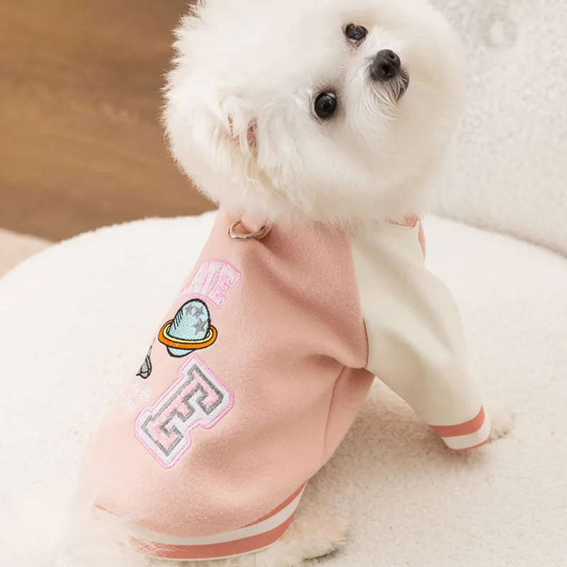 Fashion Pet Baseball Jackets Planet Pattern Dog Clothes For Small Medium Cat Teddy Coat Puppy Spring Clothes Warm Pet Hoodie