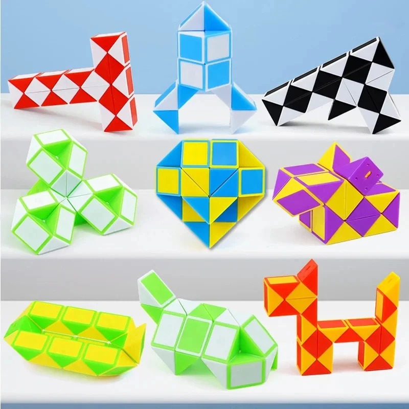 Magisches Lineal 24 Mini Twist Snake Puzzle-Würfel, pädagogisches Denkaufgabe-Spielzeug, zusammenklappbarer Puzzle-Würfel, Kinder-Party-Geschenke, faltbares Gehirn