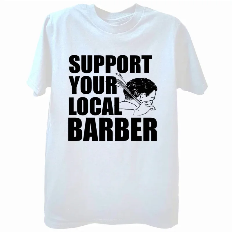 

Supportyourlocalbarberклассическое кресло для регулировки-shirtO-neckвинтажная модная одежда для парикмахера, подарок