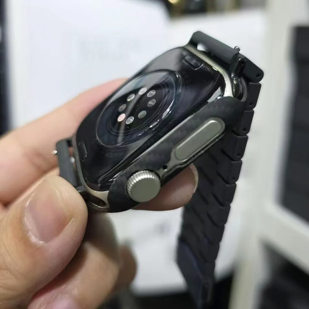 Custodia per orologio sottile in fibra di carbonio Kevlar da 46 mm 42 mm per Apple Watch S10 S11 Custodia protettiva in fibra aramidica