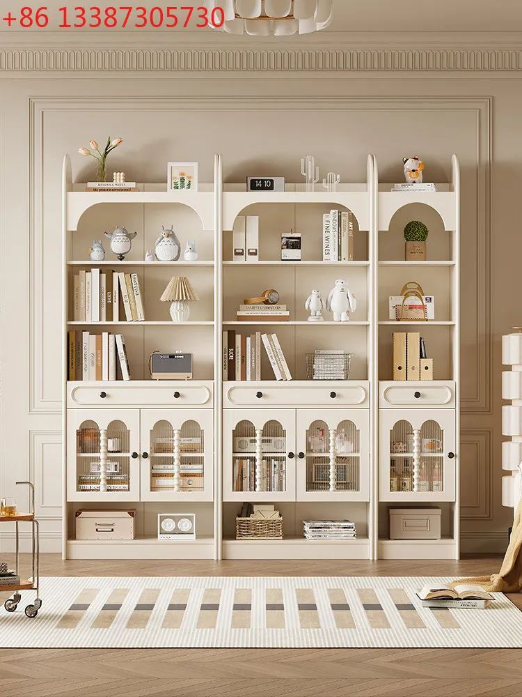 

Французский кремовый напольный стеллаж из массива дерева, комбинируемый, для дома