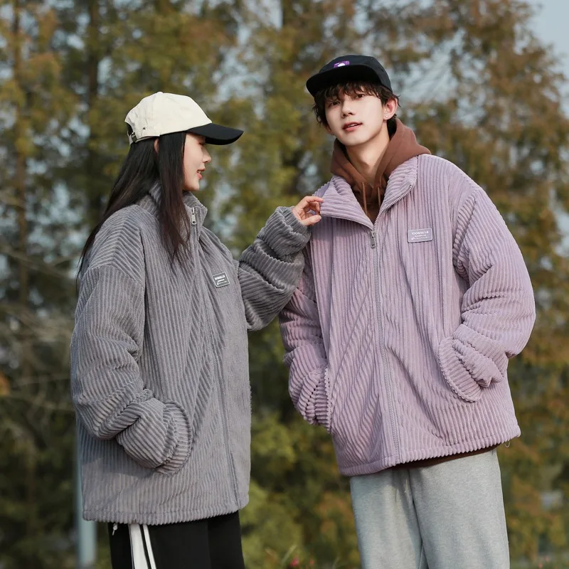 

Selling Men's Cotton Thick and Warm Parka Coat Winter Corduroy Cotton Jacket Winter Men's Solid Color Casual Winter