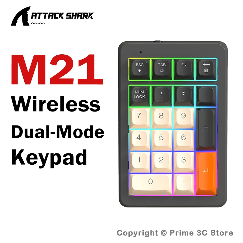 Teclado Numérico Inalámbrico Bluetooth FREEWOLF M21, 21 Teclas, Retroiluminación RGB, Recargable por USB-C, 950mAh, para Laptop y PC