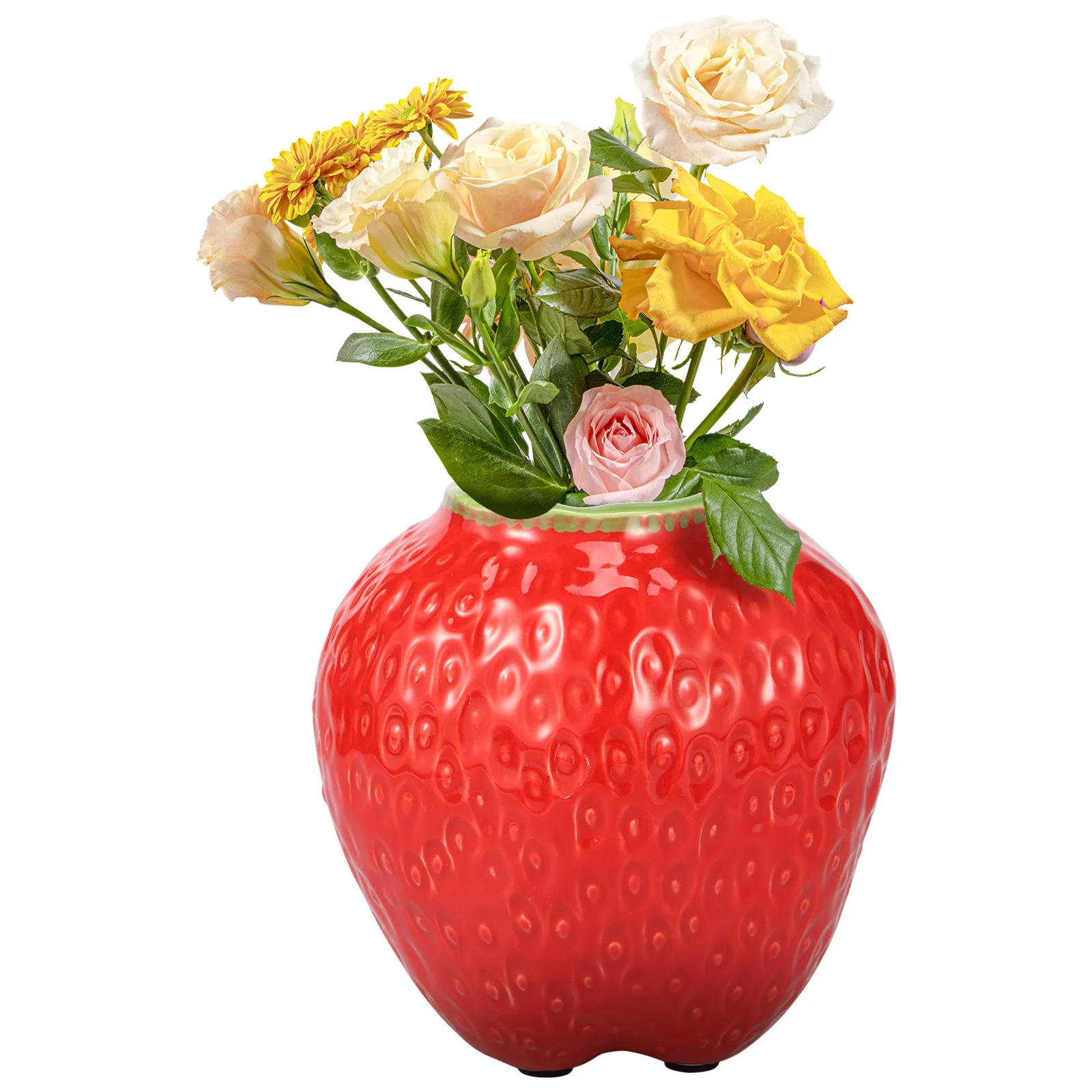 Strawberry Vase Ceramic Flower Vase Decorative Ceramic Vase Cute Strawberry Shape Vase Unique Vase for Flowers Realistic