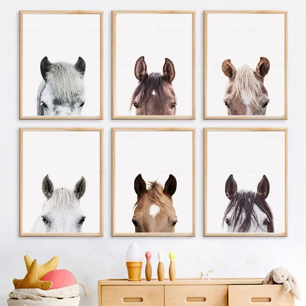 Animal Horse Art Canvas Painting Nordic Kids Room Poster and Print Horses Portraits Wall Art Picture Living Room Farmhouse De