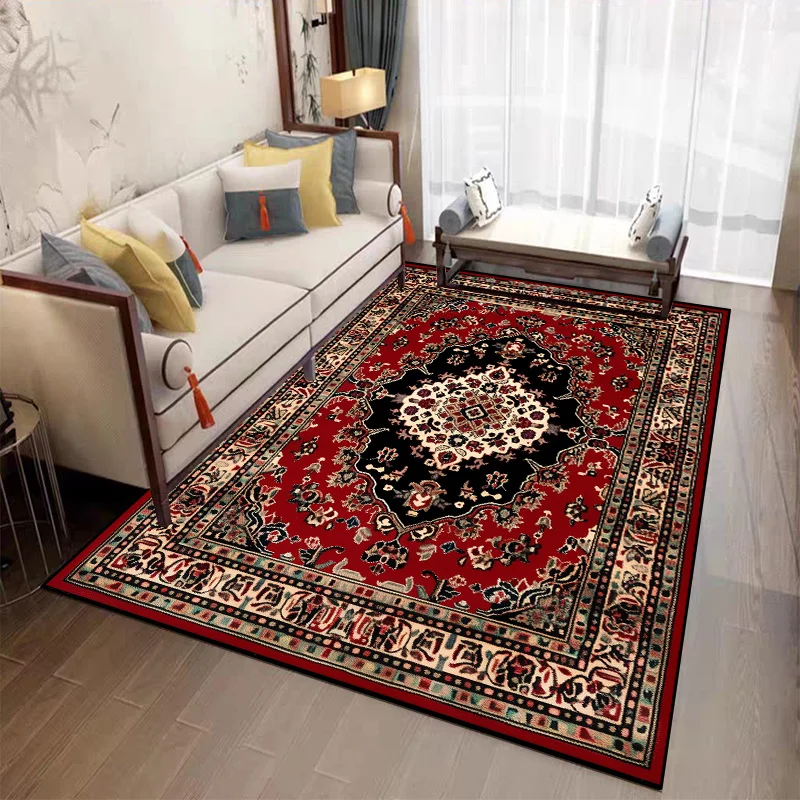 Red Persian Large Area Living Room Carpet Lounge Easy Clean Floor Mats Bedroom Non-slip Bedside Rugs Room Decor Classical Carpet