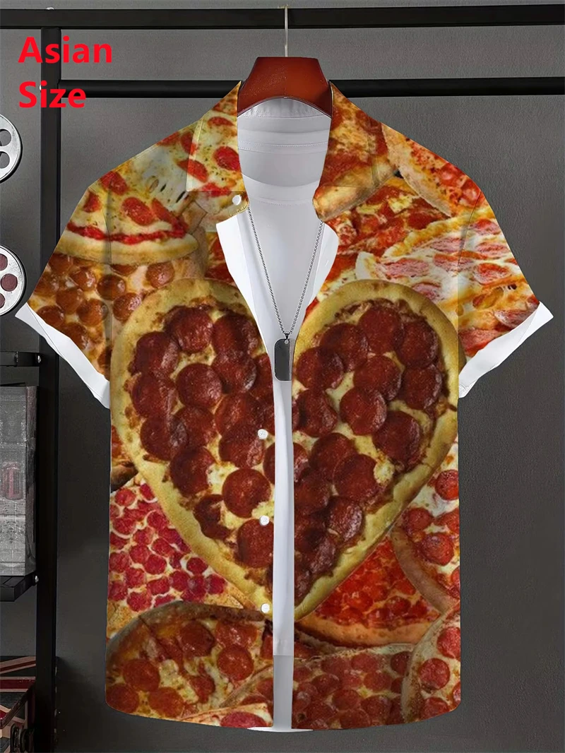 

Мужская рубашка с забавным узором закусок и 3D принтом пиццы, мужская футболка с коротким рукавом, летние шорты с картофелем фри, гамбургер, повседневная мужская одежда