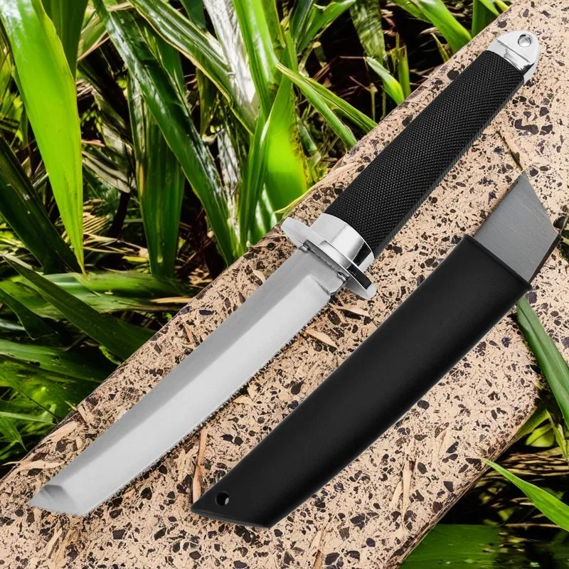 Black Warrior Outdoor Straight Knife Wilderness Survival Knife Camping Portable Camping Knife Sanmei Japanese Fruit Knife