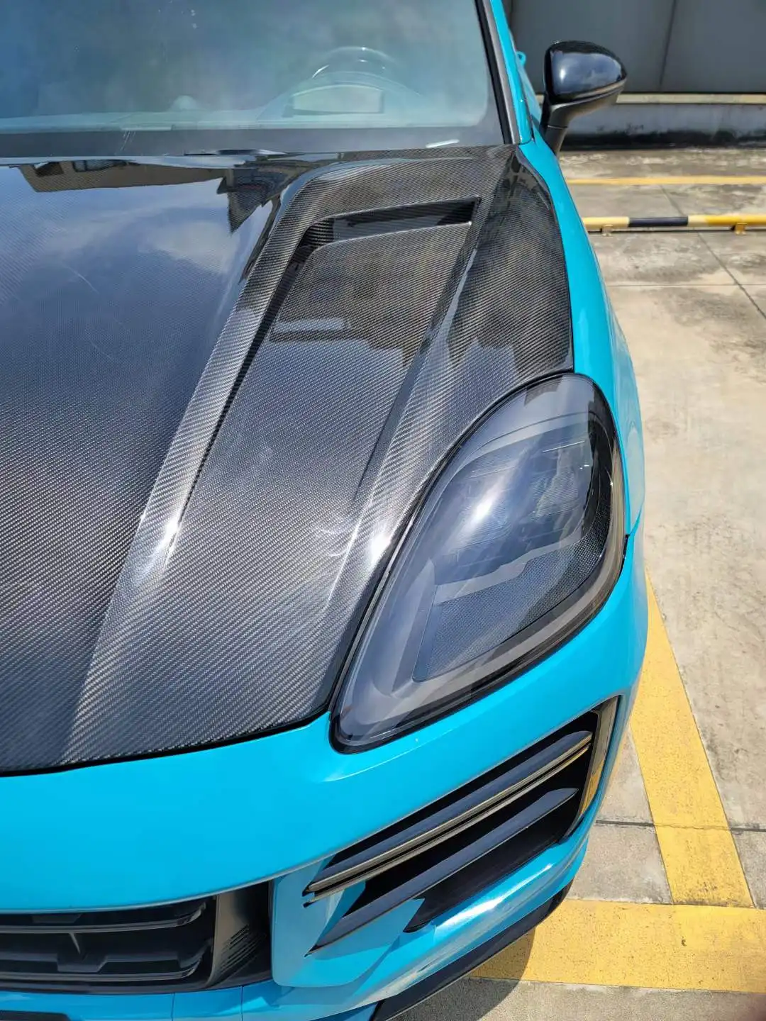 طقم غطاء أغطية المحرك الأمامي من ألياف الكربون الجافة لغطاء كايين 9Y0 مناسب تمامًا