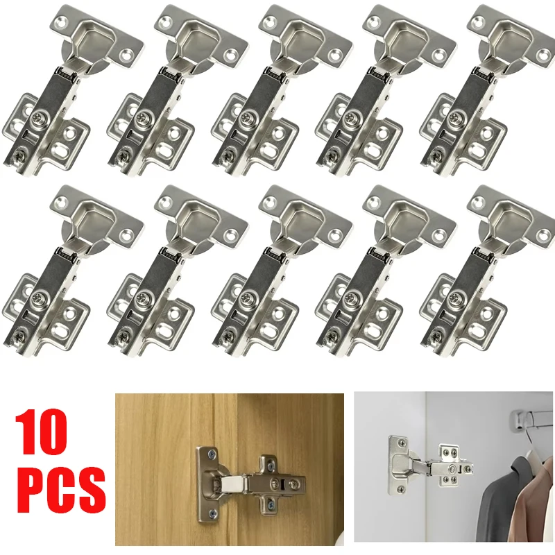 10pcs Door Hinge Stainless Steel Cabinet Door Hinges Wardrobe Door Concealed Hinges