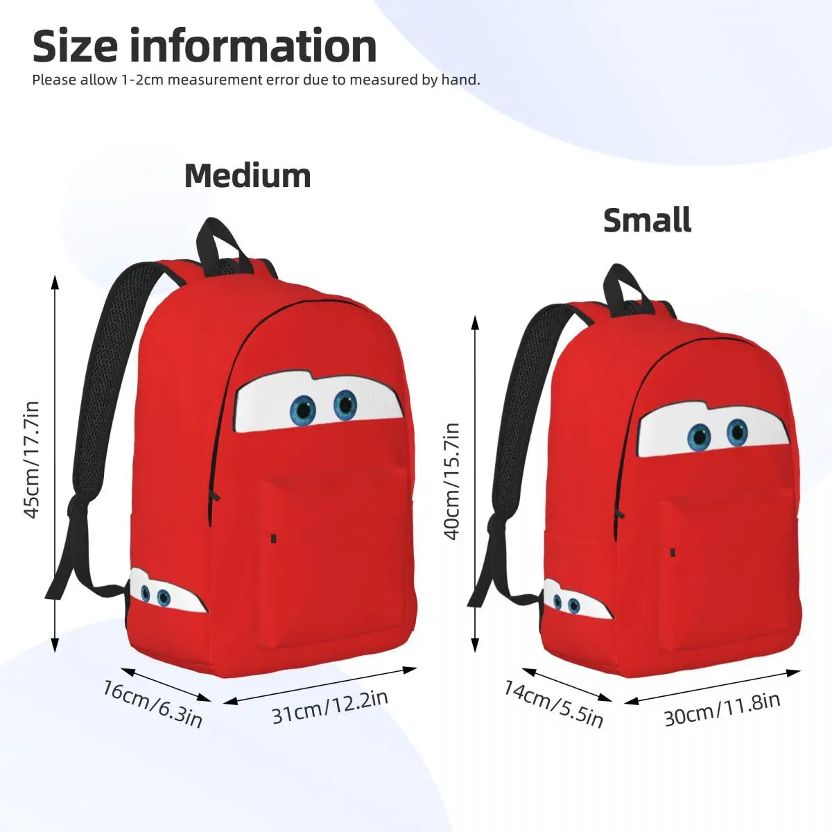 Mcqueen Lightning Car Sally for Men Women Student School Bookbag Canvas Daypack Middle High College Hiking