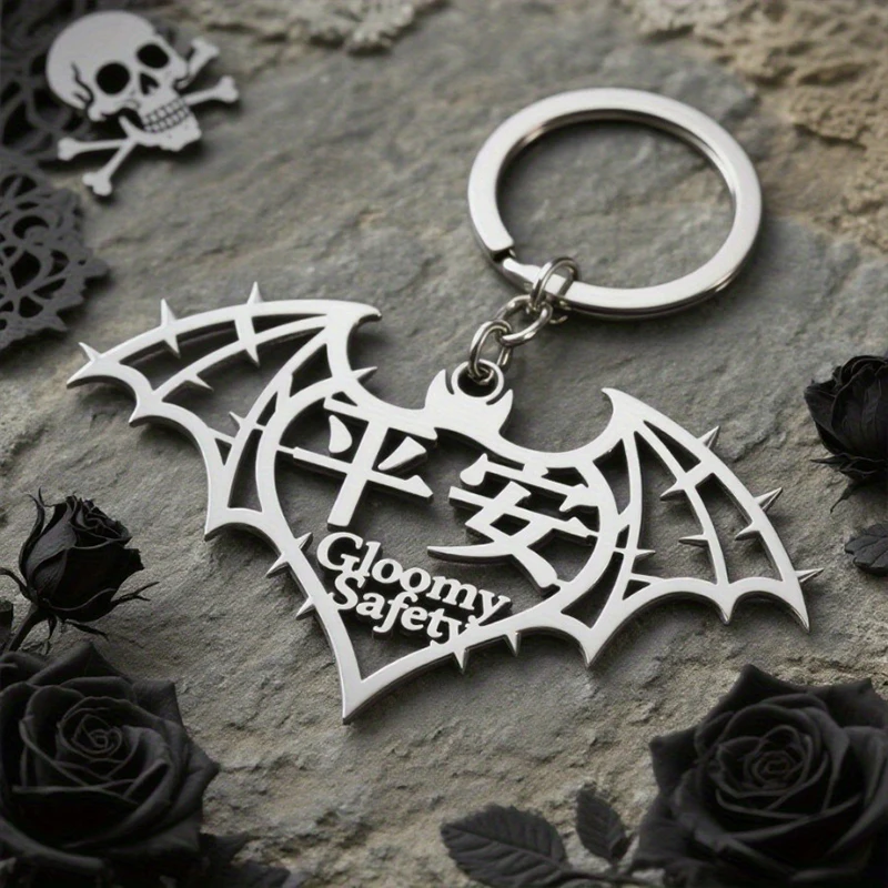 

Halloween Custom Bat Personalized Keychains Gothic Keyholder Elegant Stainless Steel Key Ring Dark Aesthetics Personalized Gifts