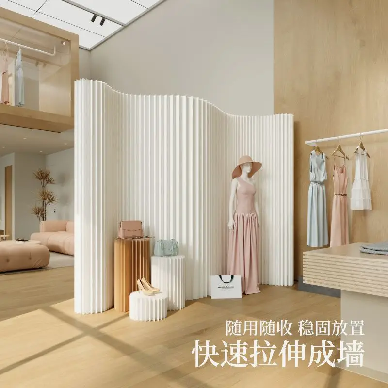Foldable Accordion Paper Room Divider Eco-Friendly Space-Saving Mobile Partition for Living Room Wedding Exhibition Clothing