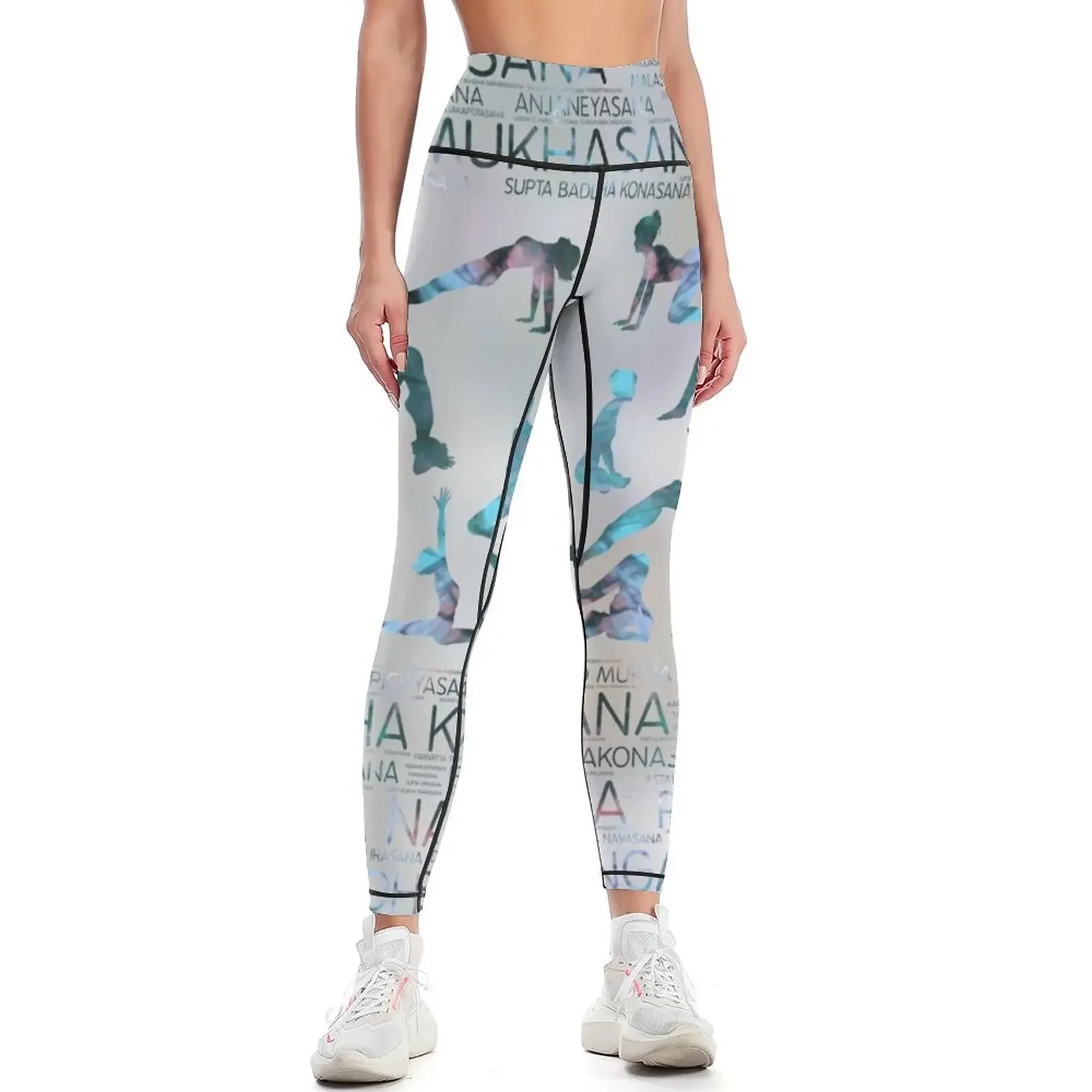 اليوغا Asanas / Poses السنسكريت كلمة ArtLabradorite على اللؤلؤ طماق المرأة اللياقة البدنية السراويل الرياضية يغطي الرجل المرأة طماق