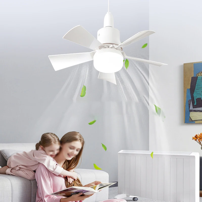 2024 New Tricolor Fan Lamp Remote Control Dimmable LED 5 Blades E27 Socket Fan with Light 30W Ceiling Fan Light for Bedroom