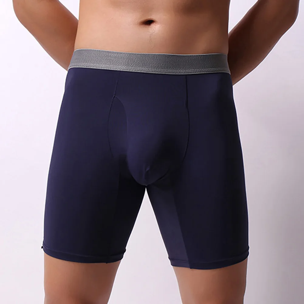 Men Long Seamless Smooth Short Underwear Thin Breath Briefs Sport Tights Sleepwear Elasticity Bottoms Panties Homewear