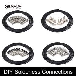 SAPHUE DIY Guitar Solder-free Pedal Patch Cable Board Copper Cable Kit Set 10ft 10 Strait Audio Solderless 6.35 Mono Jacks
