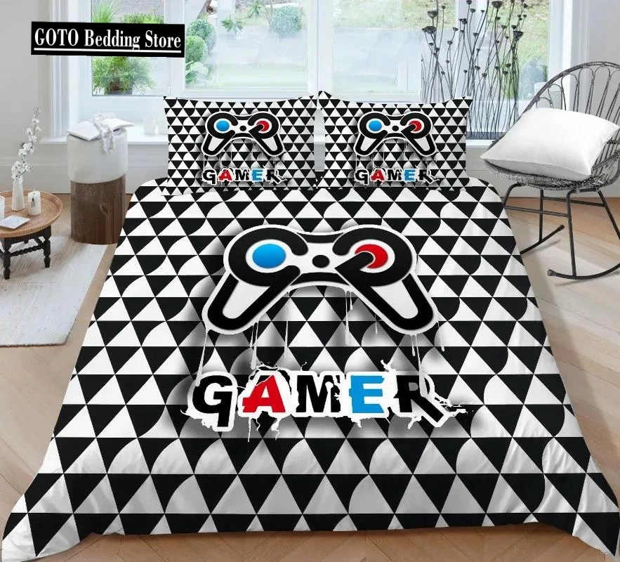 

Microfiber Bedding Sets for Kids,Gaming Duvet Cover Set, Printed Video Games Comforter Cover,Playstation Designs,Bed Set for boy