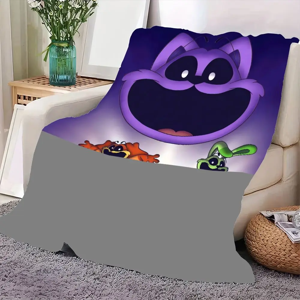 بطانية Critters المبتسمة النابضة بالحياة - بطانية رمي قطيفة كرتونية ملونة مع شخصيات مبهجة وتصاميم غريبة الأطوار - Perf