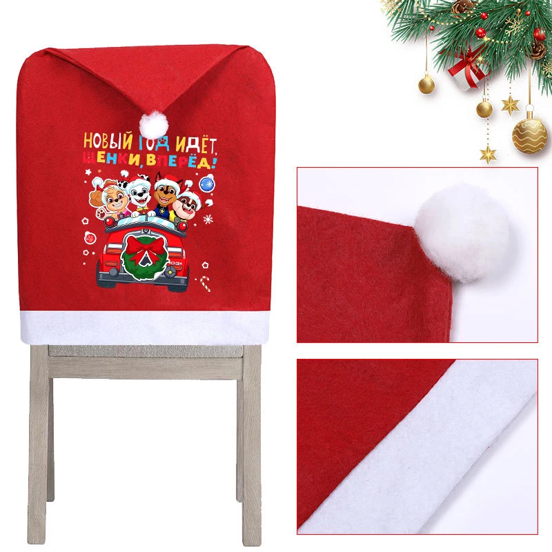 

Cute PAW Patrol Christmas Dining Chair Cover Cute Cartoon Non-woven Fabric Festival Party Decoration Supplies Fashion Xmas Gifts