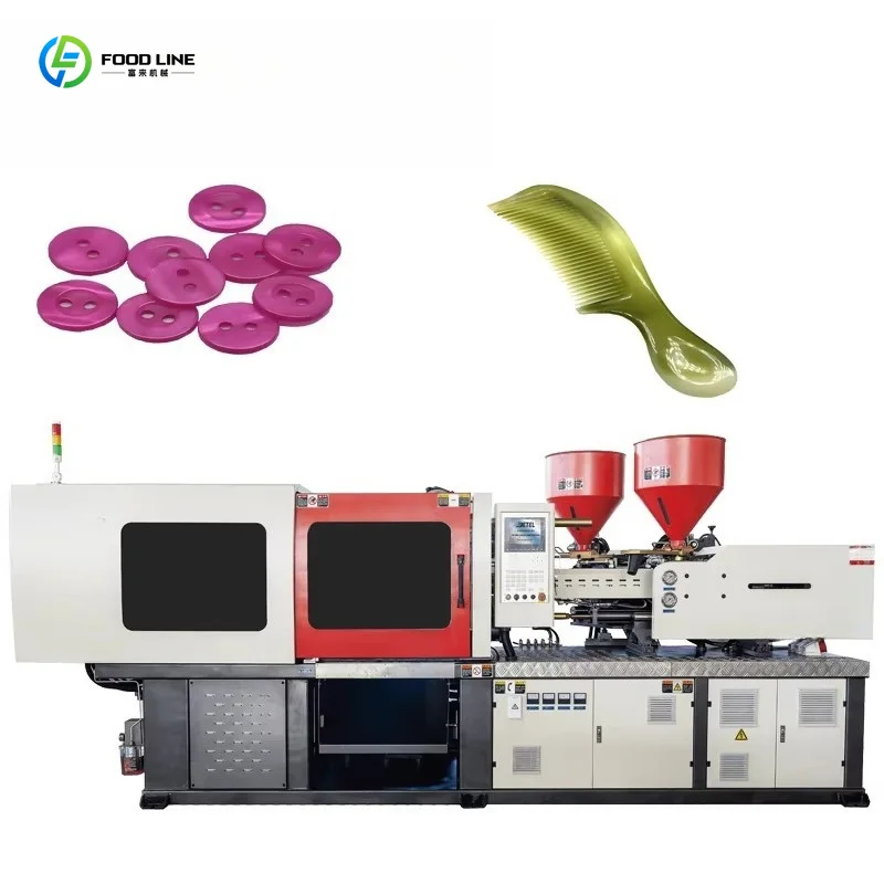 Customized Full Automatic Two Color Plastic Molding Machine Fit Polyester PP PC PE PVC Multi Color Kid Button Production