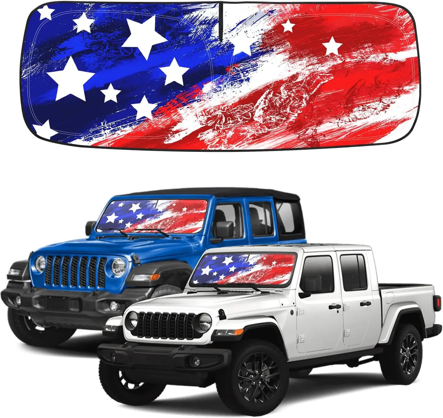 

Windshield Sun Shade for Jeep Wrangler TJ JK JL & Gladiator JT - Flag Pattern