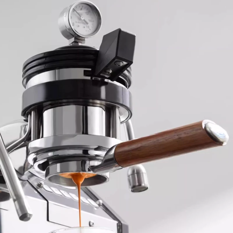 Double Extract Espresso Machine Handle 58mm Wood Handle Bottom Extract Stainless Steel