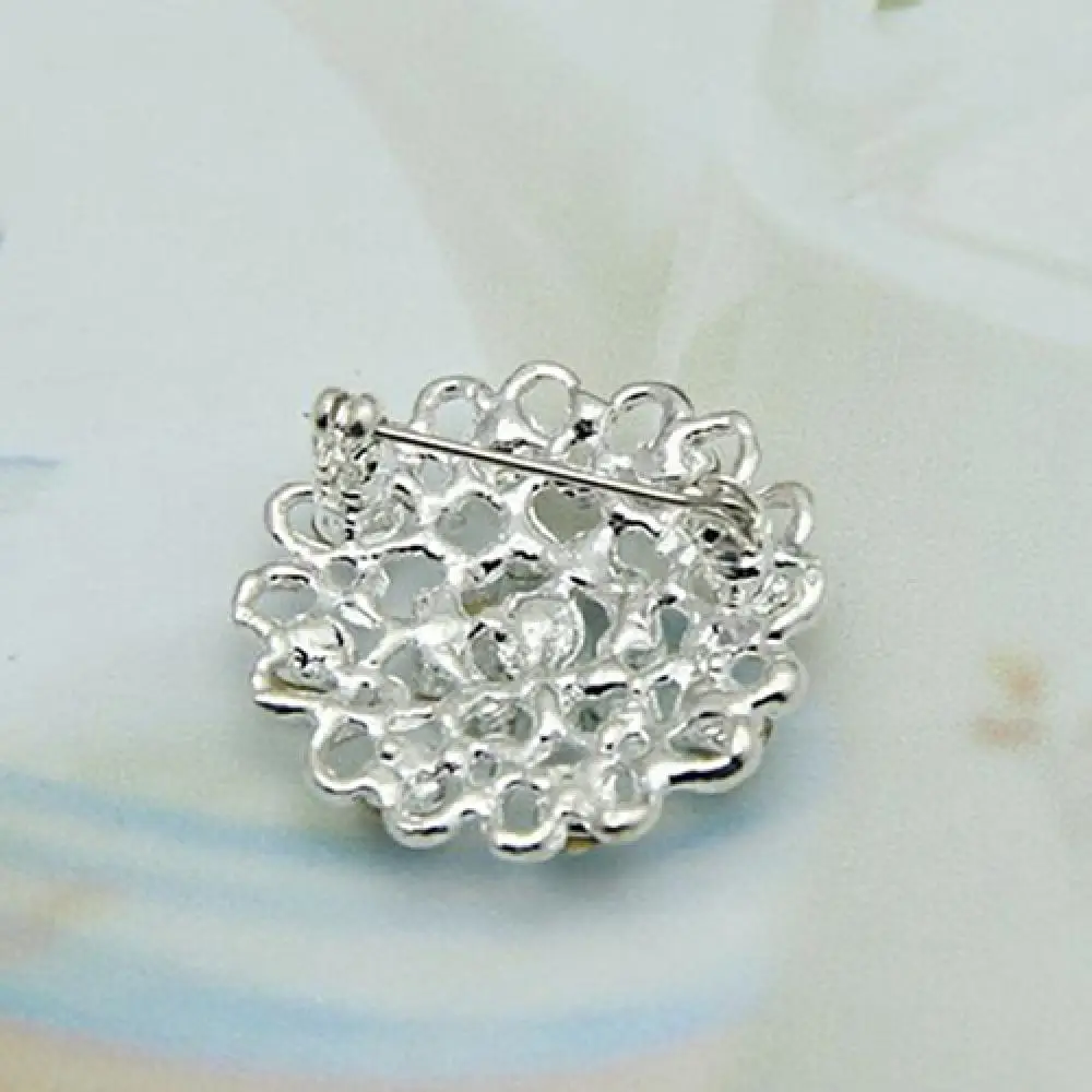 Luxury Rhinestone Crystal Brooch Women Hollow Out Collar Pin Silver Plated Flower Jewelry Brooche Pin Elegant