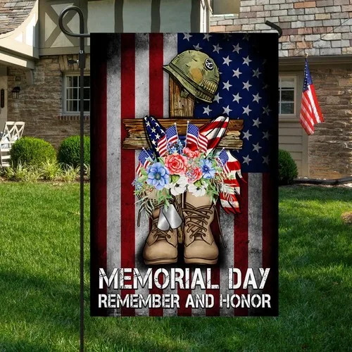 Memorial Day Remember and Honor Veteran Boots Patriotic Flag Graden Flag XXH LLP LLX uui