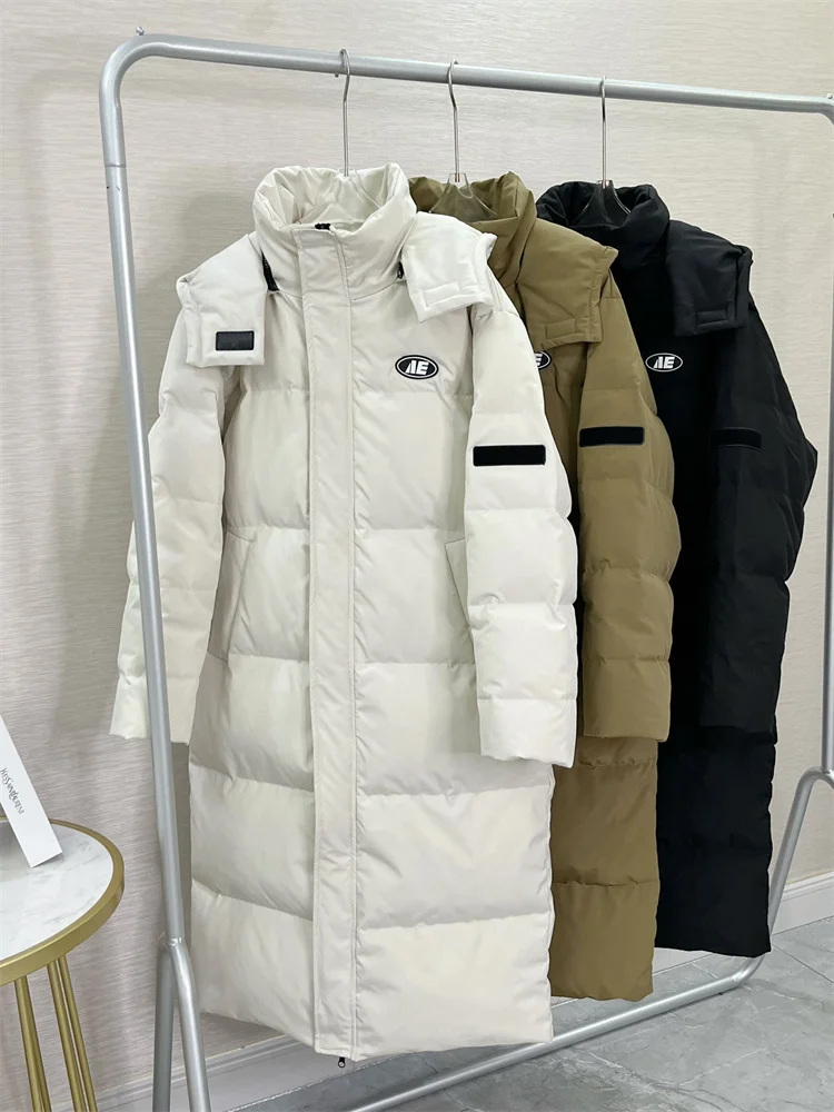 2023 Winter Women 90% White Duck Down Coat Thick X-Long Puffer Jacket Large Size Loose Warm Overcoat Female Hooded Parkas