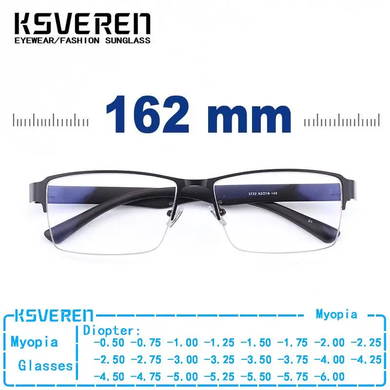 

162mm Half Frames Huge Wide Big Myopia Glasses Men Metal Alloy Blue Light Blocking Prescription Optical Nearsighted Eyeglasses
