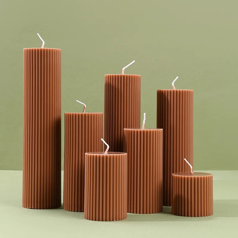 Coffee-colored Cylindrical Soybean Scented Candles, European Roman Column Souvenirs, Ins French Retro Scented Candles