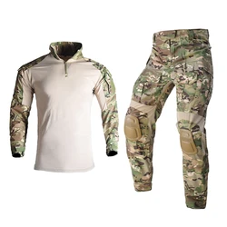 HAN WILD-Uniforme de saut + coussinets pour homme, pantalon de safari, uniforme militaire, chemise camouflage de l'armée, vêtements de chasse et de camping