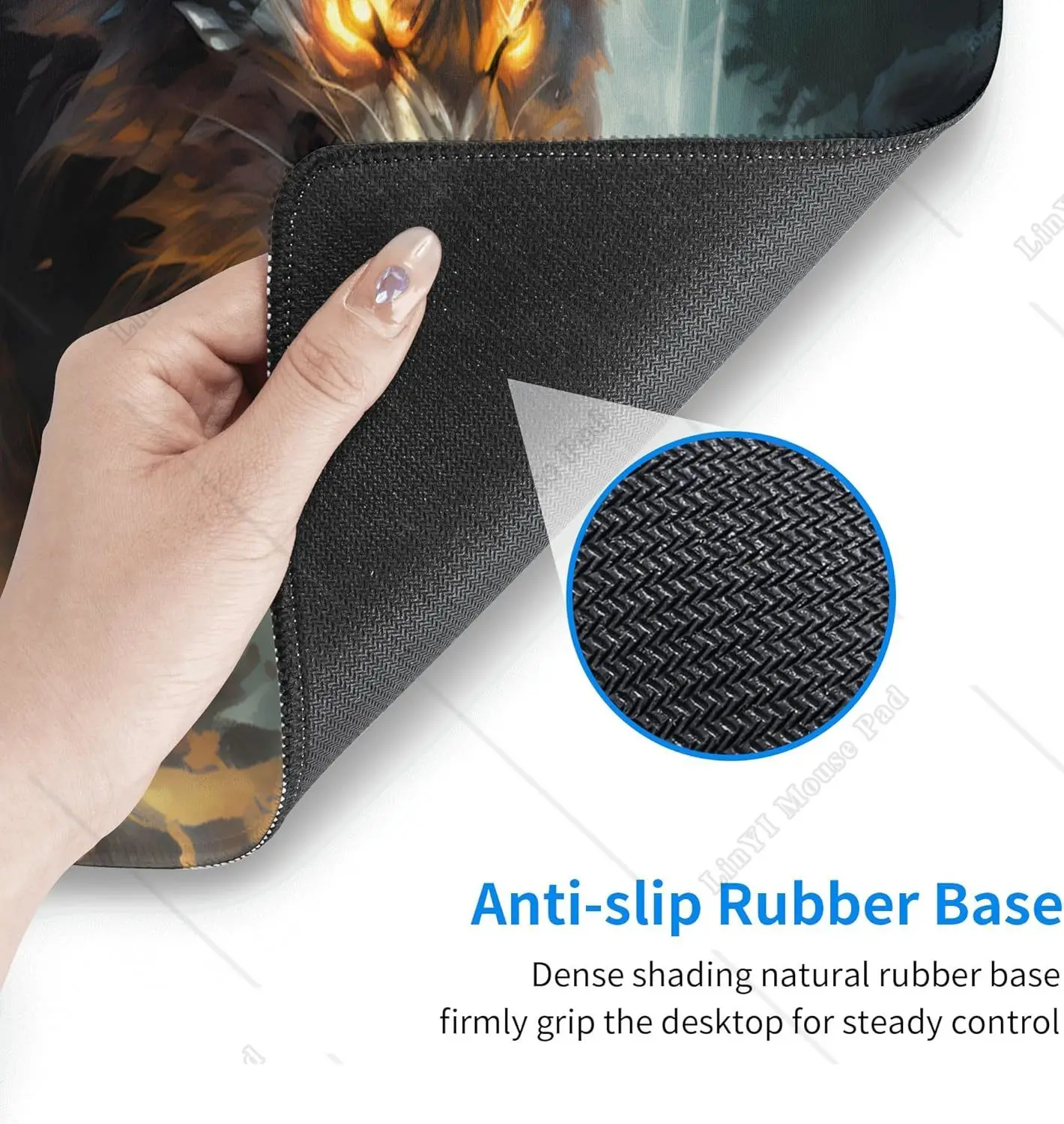 Grande Gaming Mouse Pad com Base de Borracha Antiderrapante, Lobo Legal Feroz, Protetor de Mesa Grande Preto Escuro para Home Office, 31,5x11,8 polegadas