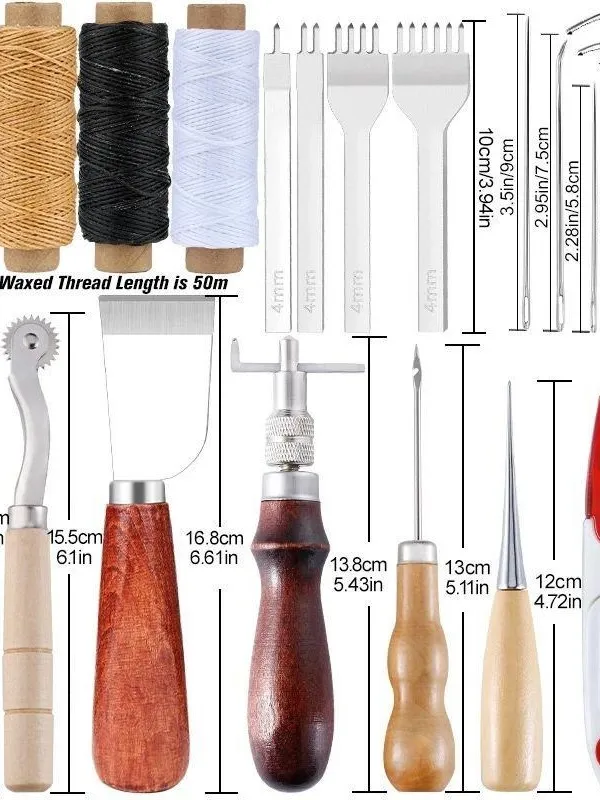 レザークラフトツールキット-レザー加工セット-レザーホールパンチ-diyレザー加工ツール-本革ベルトバッグ作成キット