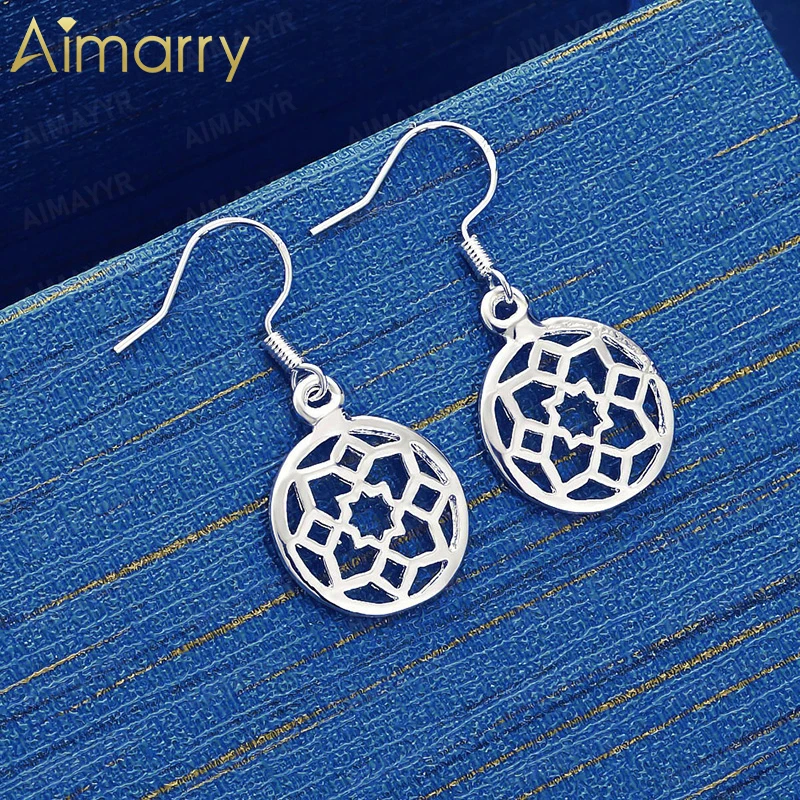 925 Sterling Silver Minimalist Art Hollow Disc Earrings for Women's Parties Engagements Weddings High-quality Fashion Jewelry