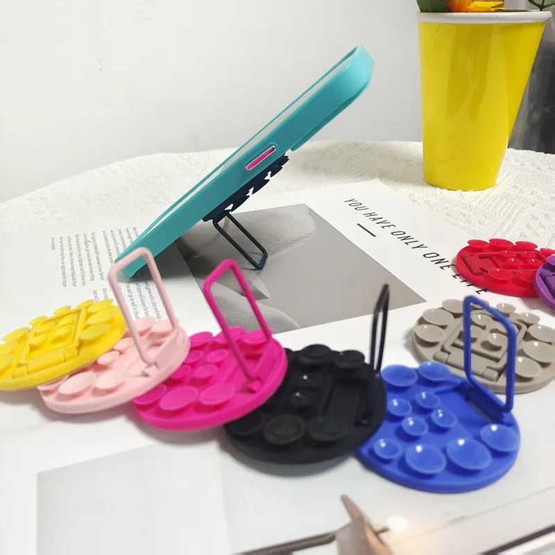 Universal Round Double Sided Sucking Disc ผู้ถือโทรศัพท์ขาตั้งโทรศัพท์มือถือซิลิโคนดูดถ้วยโทรศัพท์ Mount สําหรับผนังกระจก