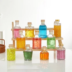 1PC Wooden Cork Caps Clear Spirit Whisky Dispenser Transparent Glass Wine Bottle Ornaments Mini Glass Alcohol Liquor Bottles