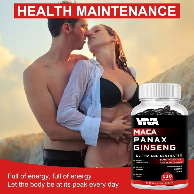 Maca Ginseng Capsules - Builds Muscle Mass, Improve Mood, Regulate Hormones, and Boost Physical Energy