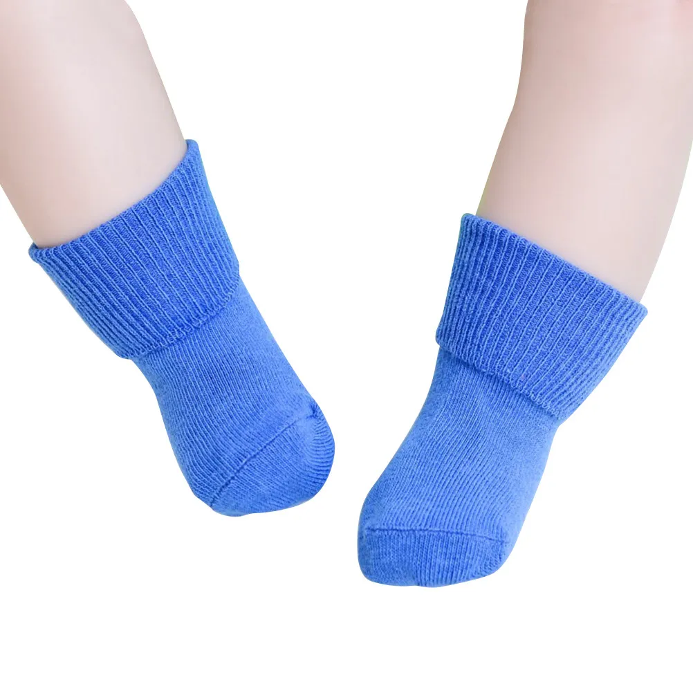 Non-Slip Baby Socks 4-6 Years Old Royal Blue Super Breathable Soft Cotton Turn Cuff Infant Toddler Socks for Kids Learning to