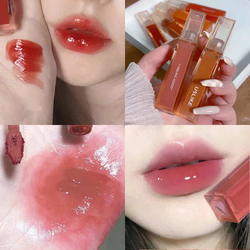 Cute Mirror Lipstick Makeup Moisturizing Texture Waterproof Long Lasting Sweat Resistant Rich Color Silky Lip Glaze Lip Tint