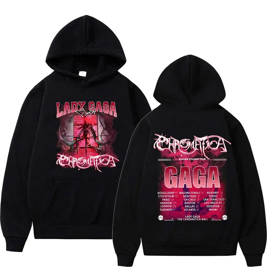 Lady Gaga The Chromatica Ball Tour 2024 Hoodie Men Women Vintage Long Sleeve Fashion Sweatshirt Hip Hop Clothing Pullover Hooded