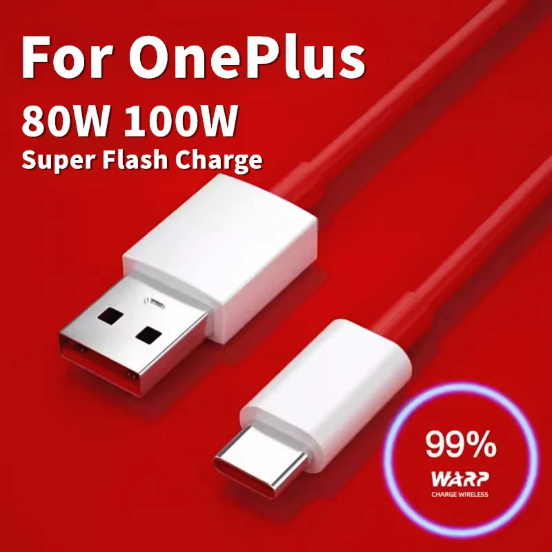 80W 100W Super Flash Charge Type C USB Cable For OnePlus 9 10 11 12 13 Ace 3 5 Pro OPPO Reno 10 realme Fast Charging Data Cables